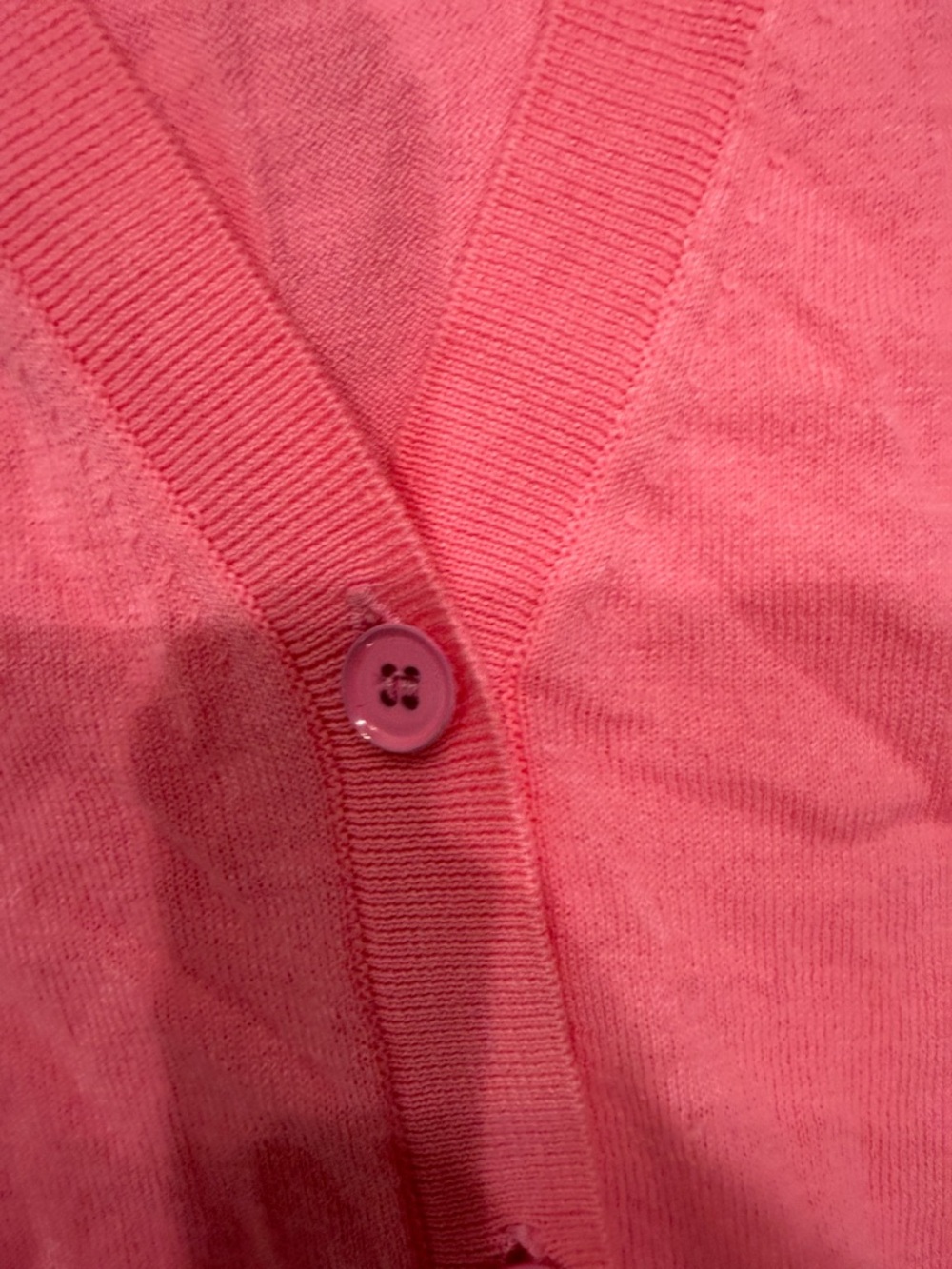J Crew Bright Pink V-Neck Button-Front Lightweight Cardigan—Large - Picture 4 of 8